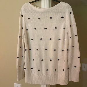 Ann Taylor Loft Textured Pom Pom Knit Sweater